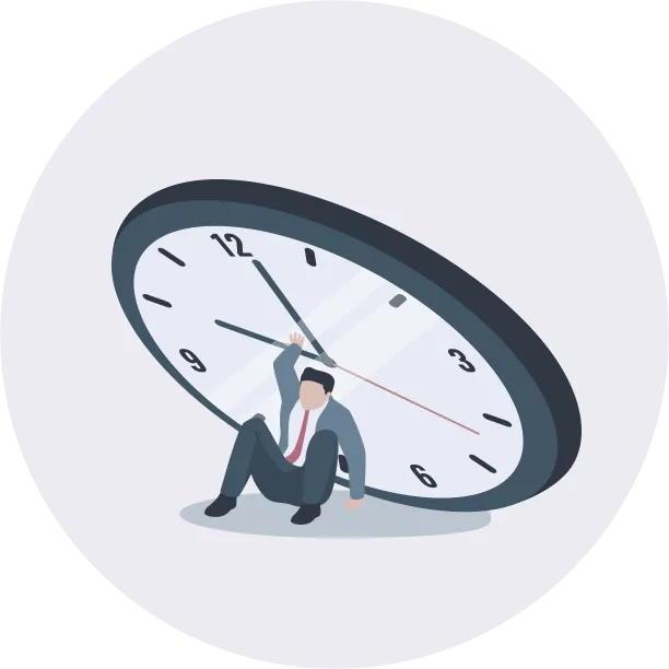 大きな時計が重くのしかかるイラスト