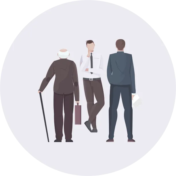 3人のスーツ姿のビジネスマンのイラスト